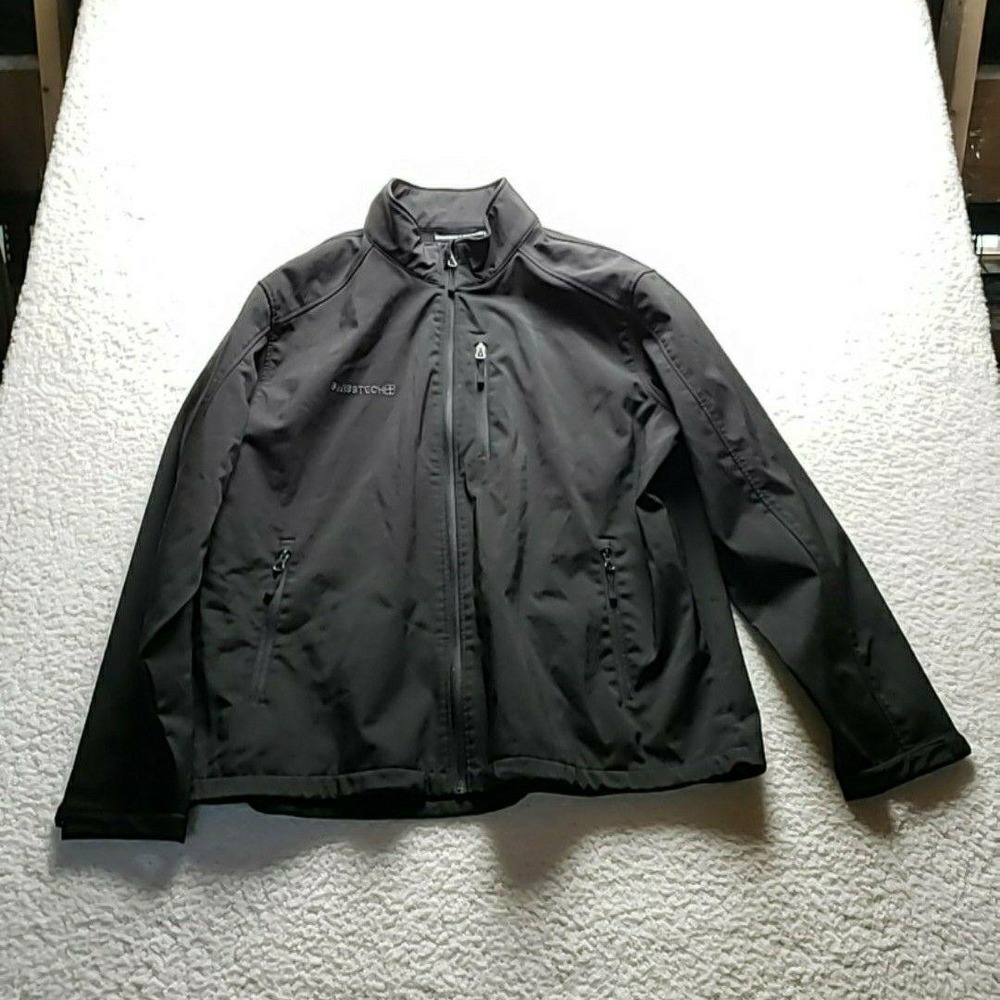 SwissTech Jacket Mens XL Black Softshell Full Zip Outdoor Windbreaker Pockets